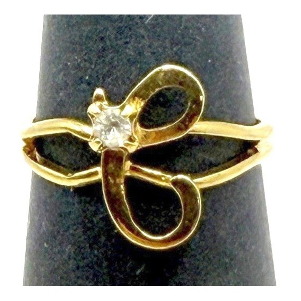 Gold Initial C Ring Adjustable Size 4 Rhinestone Petite New - Gift Ready Childs‎